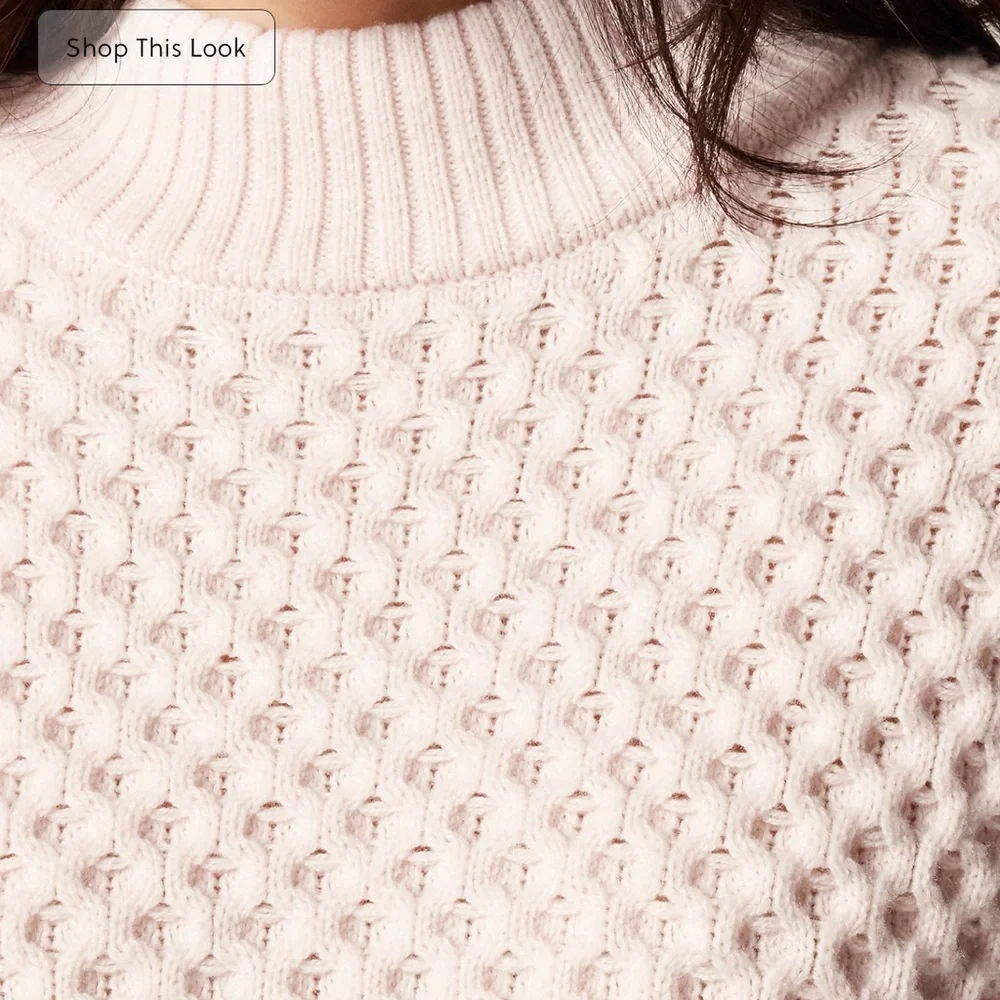 J.Crew Honeycomb mockneck sweater in wool blend - Picture 2 of 7